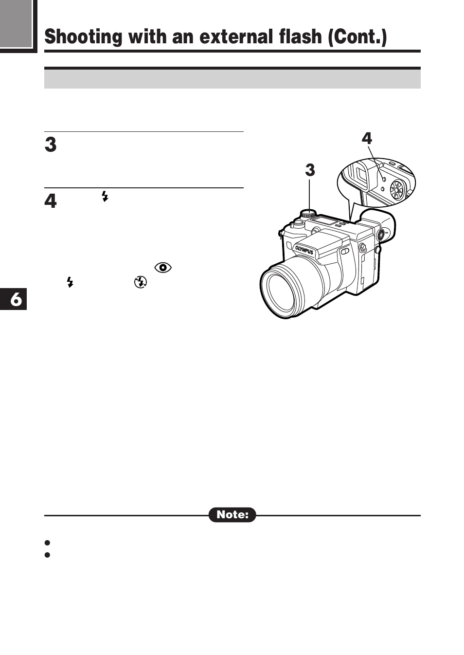 Shooting with an external flash (cont.) | Olympus E-100 RS User Manual | Page 114 / 220