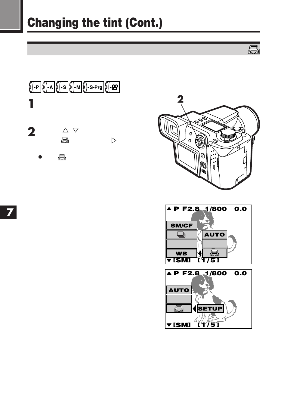 Changing the tint (cont.), Customizing the tint | Olympus E-100 RS User Manual | Page 134 / 220