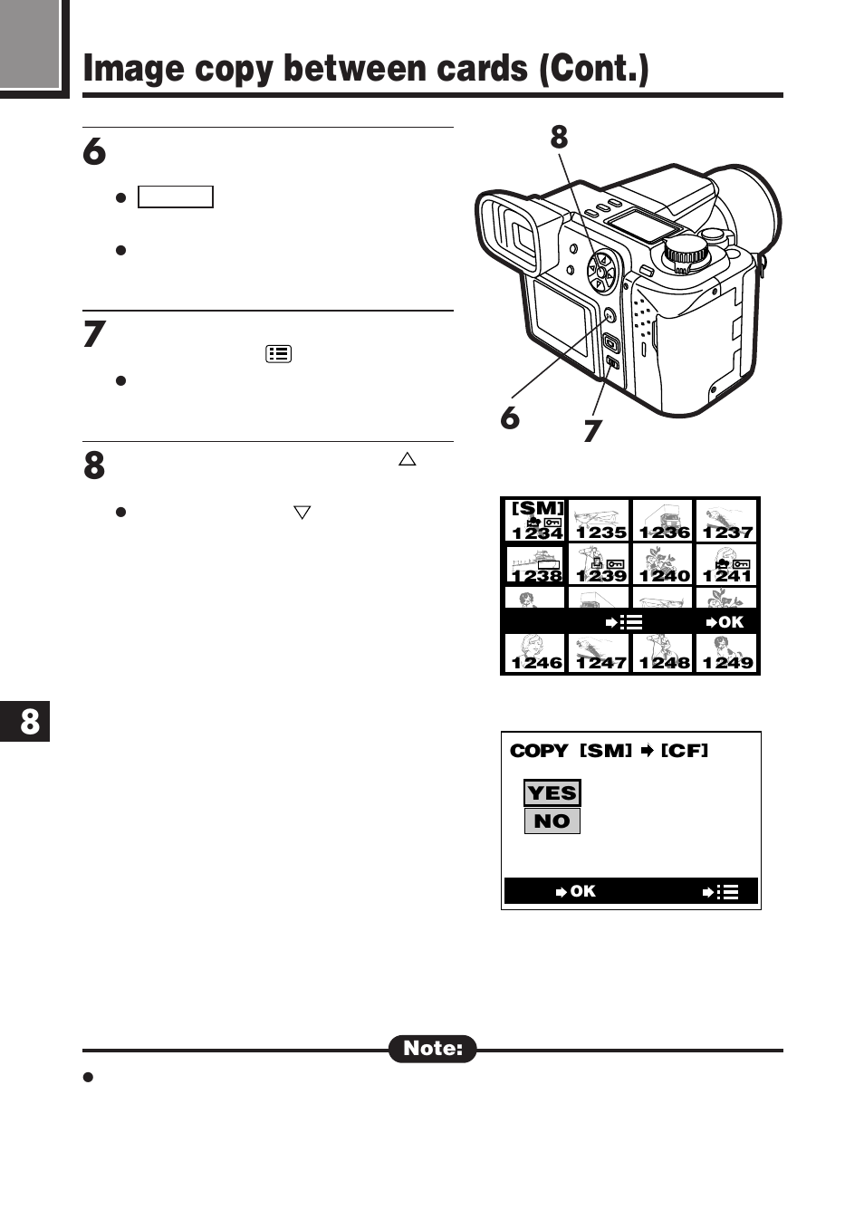 Image copy between cards (cont.) | Olympus E-100 RS User Manual | Page 158 / 220