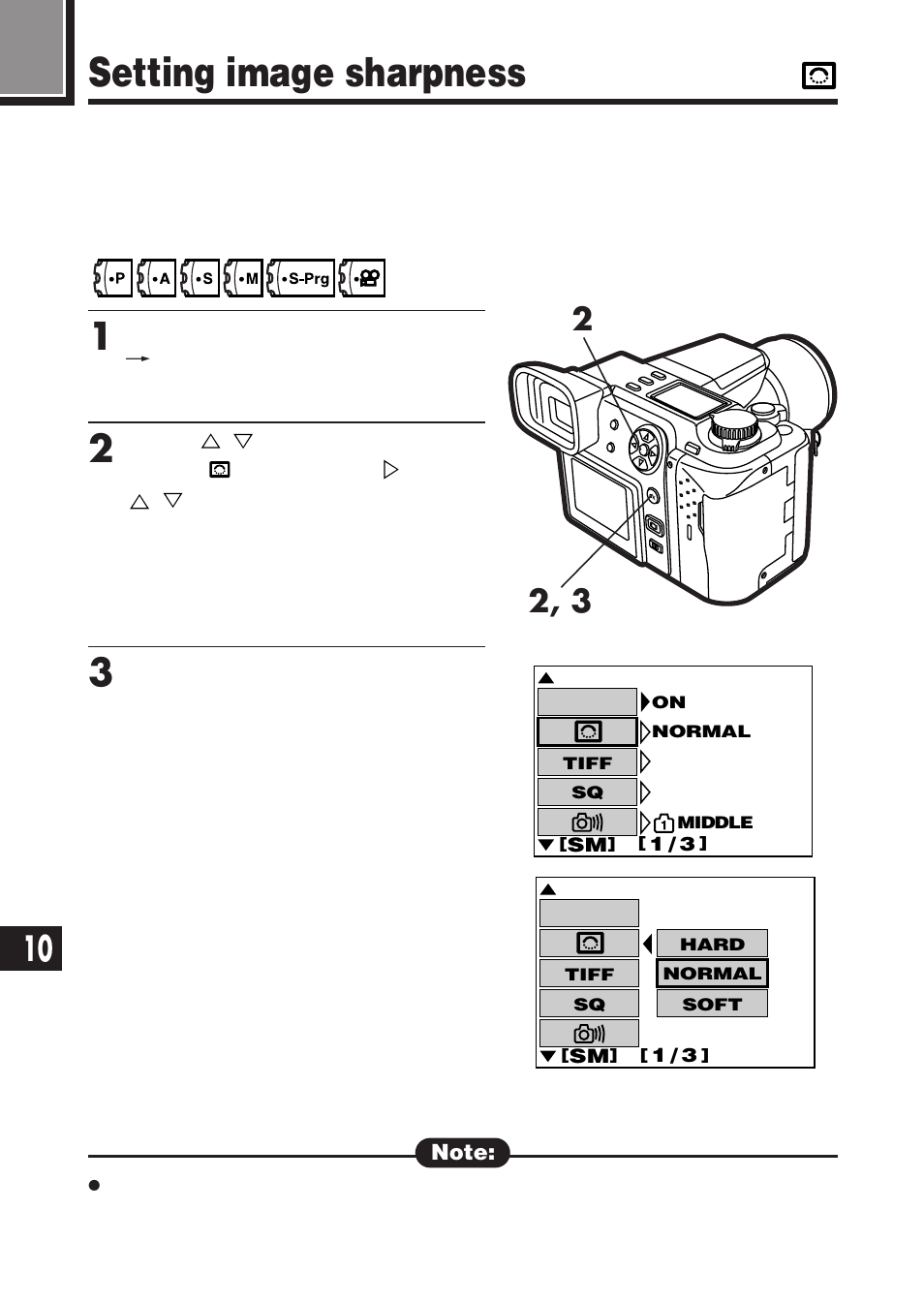 Setting image sharpness | Olympus E-100 RS User Manual | Page 178 / 220