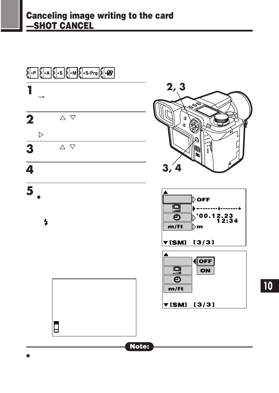 Canceling image writing to the card —shot cancel | Olympus E-100 RS User Manual | Page 187 / 220