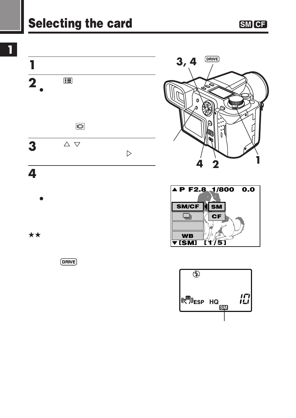 Selecting the card | Olympus E-100 RS User Manual | Page 44 / 220