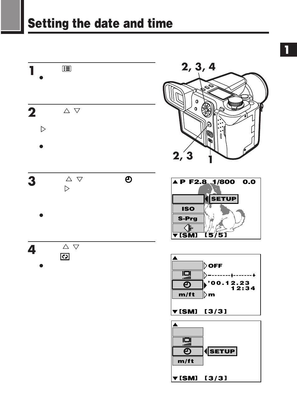 Setting the date and time | Olympus E-100 RS User Manual | Page 45 / 220