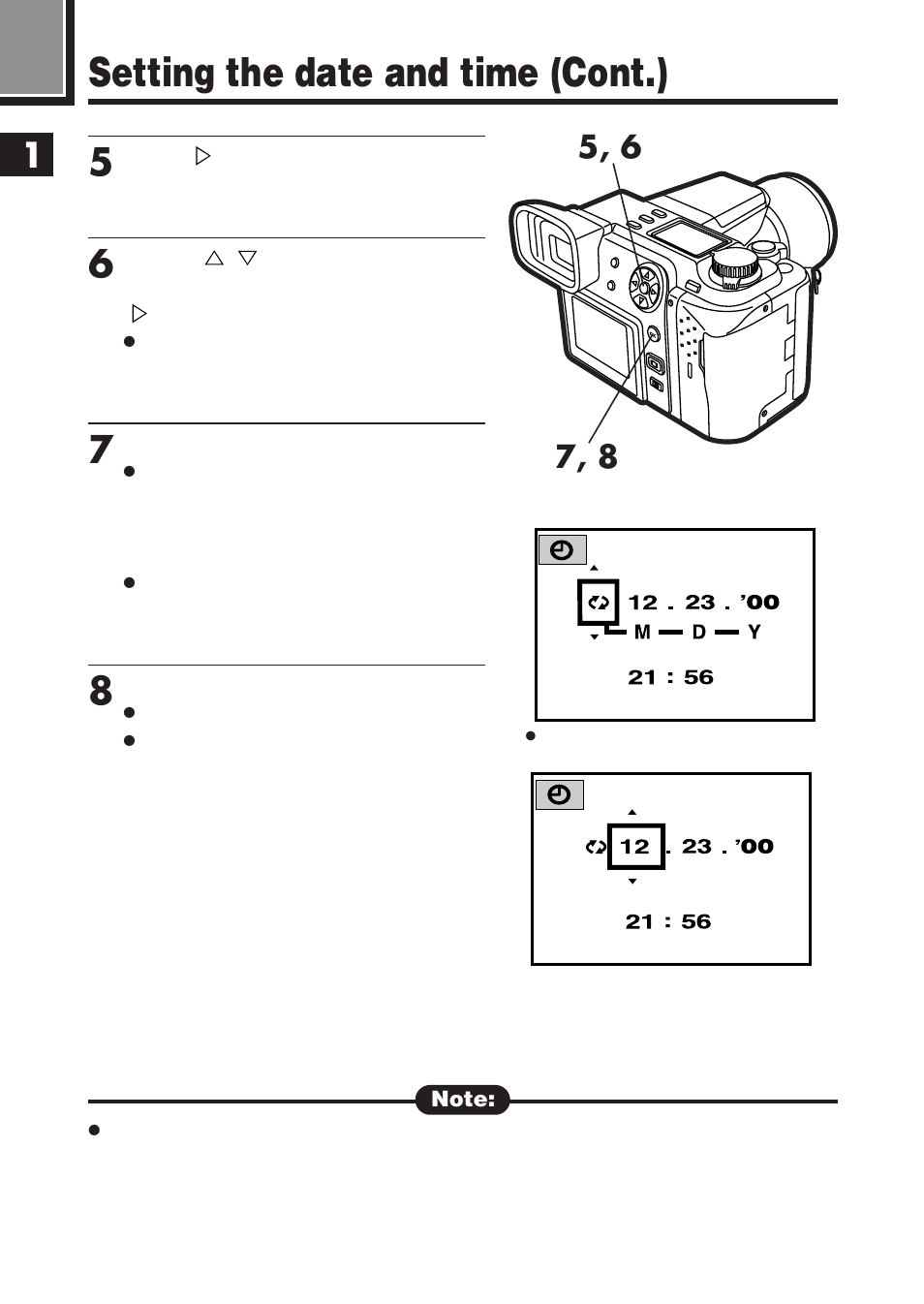 Setting the date and time (cont.) | Olympus E-100 RS User Manual | Page 46 / 220