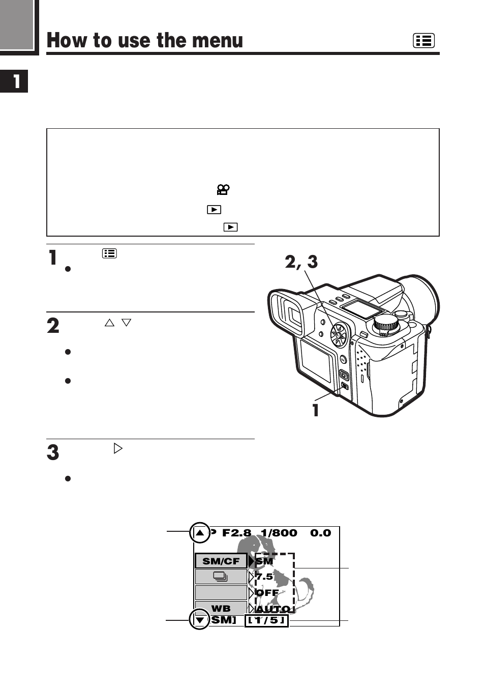 How to use the menu | Olympus E-100 RS User Manual | Page 48 / 220