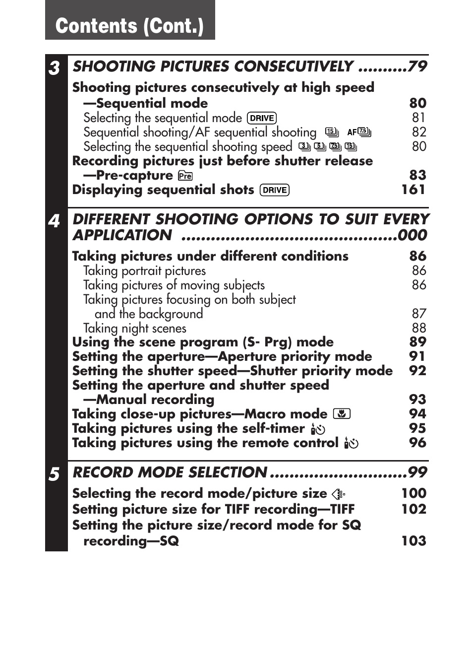 Contents (cont.) | Olympus E-100 RS User Manual | Page 6 / 220