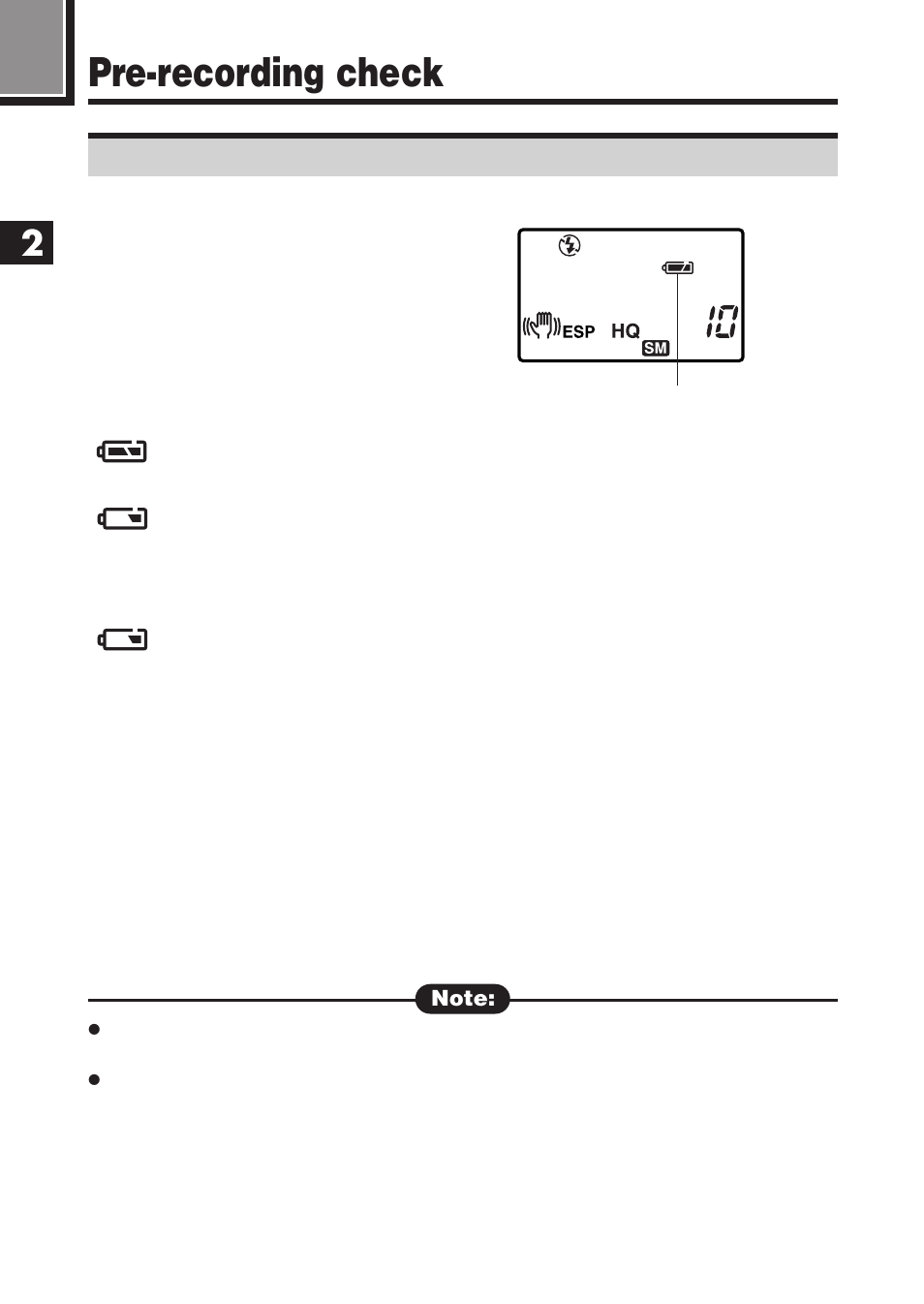 Pre-recording check, Checking the batteries | Olympus E-100 RS User Manual | Page 62 / 220