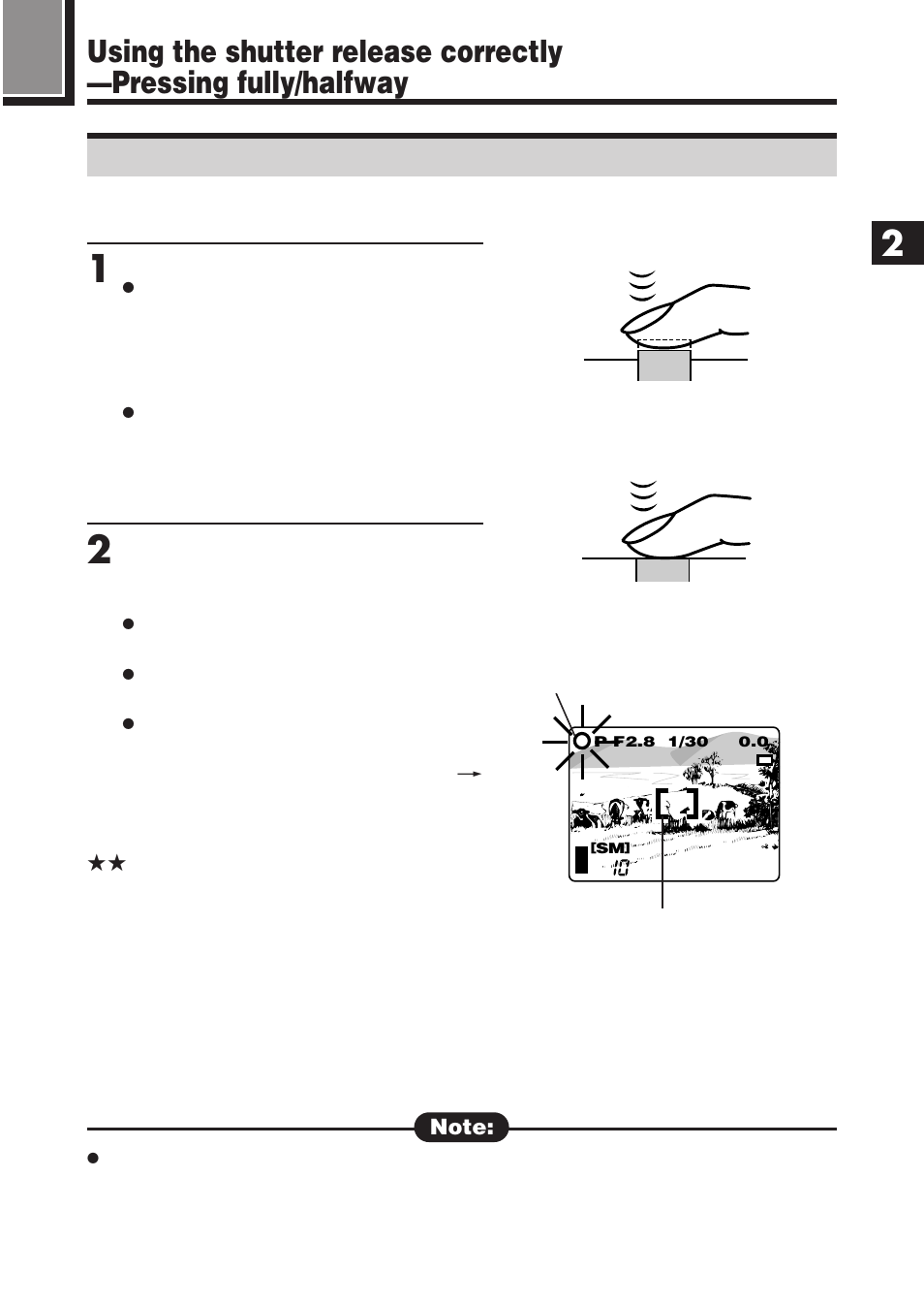 How to press the shutter button and focus | Olympus E-100 RS User Manual | Page 67 / 220