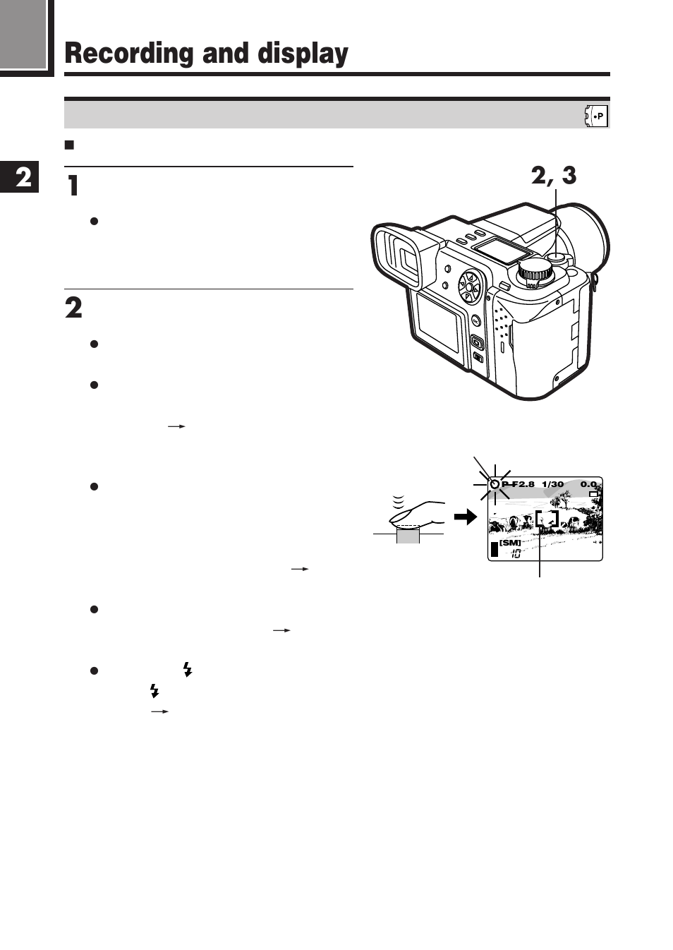 Recording and display, Taking still pictures and displaying them | Olympus E-100 RS User Manual | Page 68 / 220