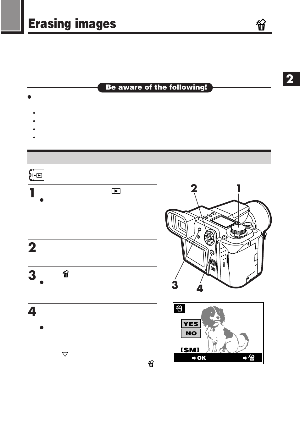 Erasing images, Single frame erasure | Olympus E-100 RS User Manual | Page 75 / 220