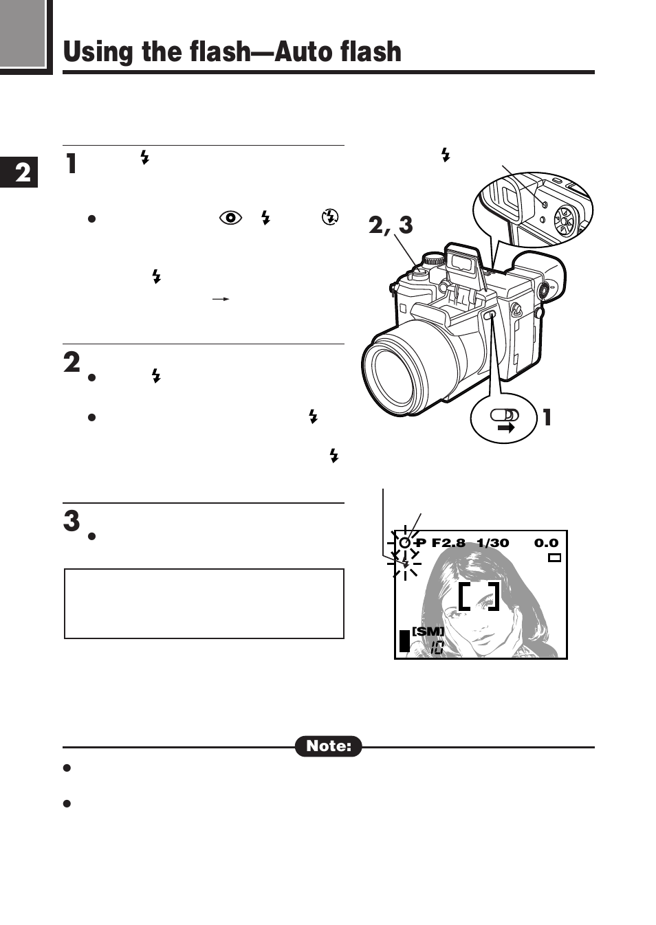 Using the flash—auto flash | Olympus E-100 RS User Manual | Page 78 / 220
