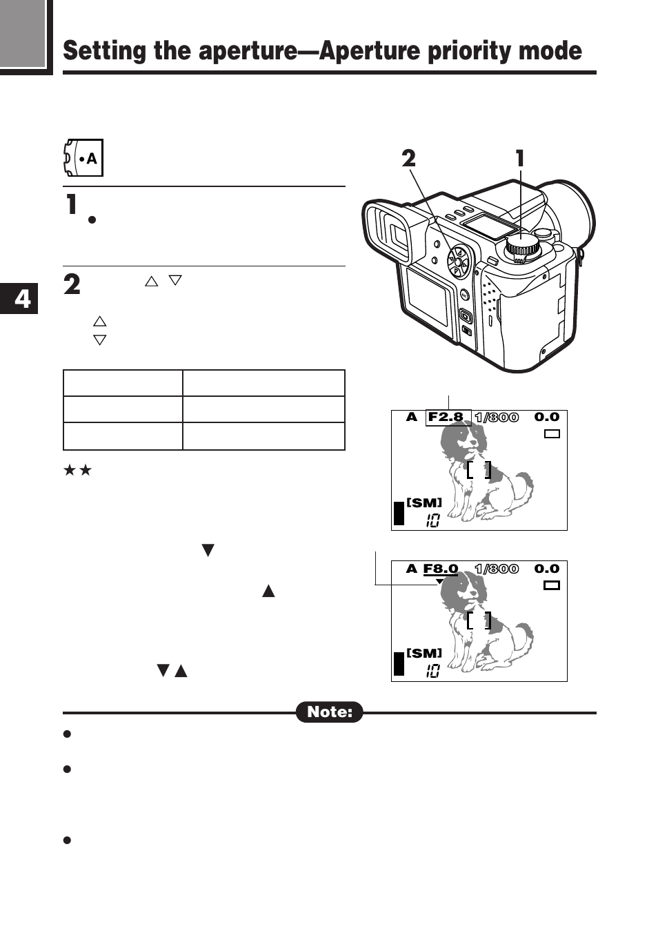 Setting the aperture—aperture priority mode 1 | Olympus E-100 RS User Manual | Page 92 / 220