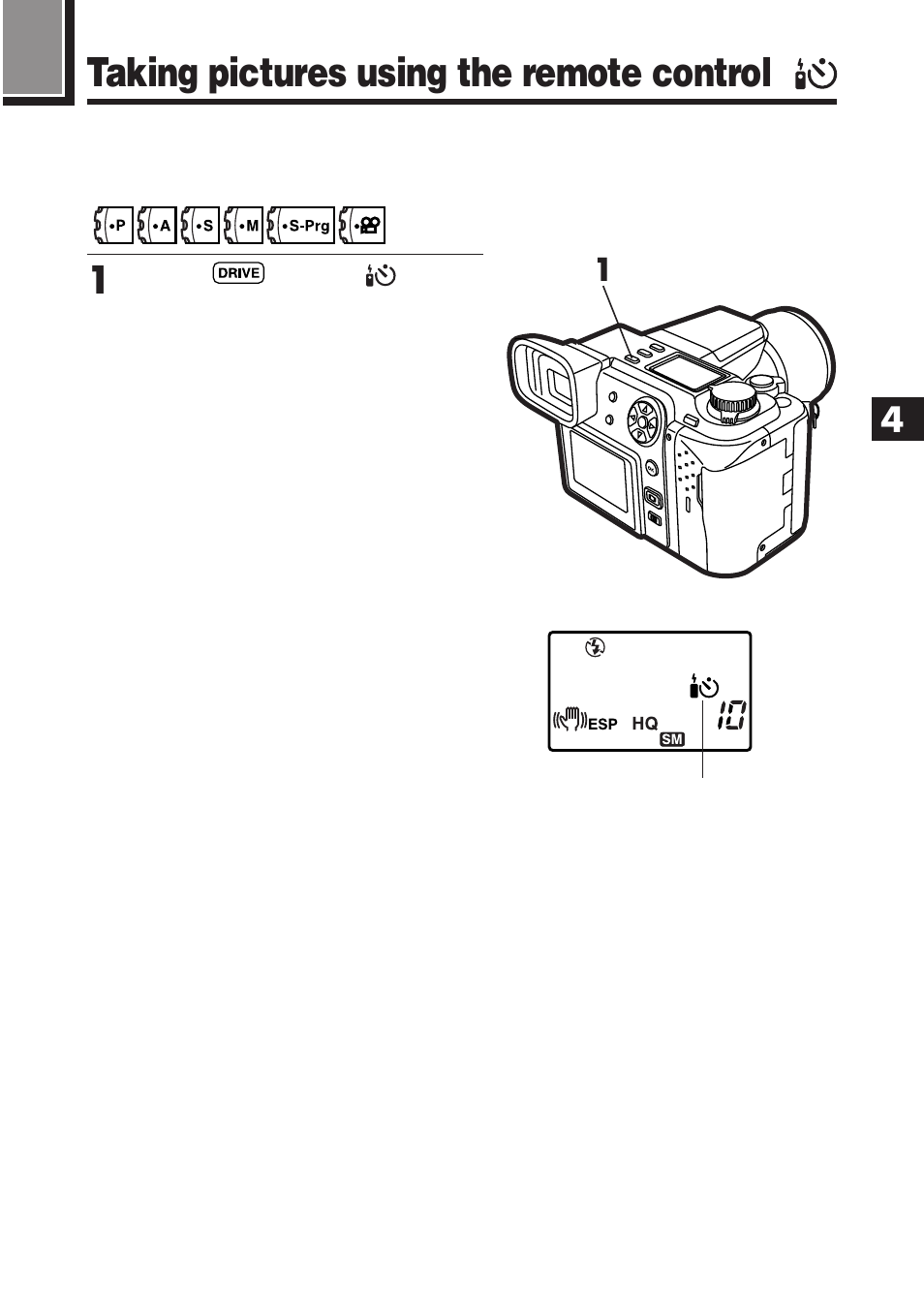 Taking pictures using the remote control | Olympus E-100 RS User Manual | Page 97 / 220