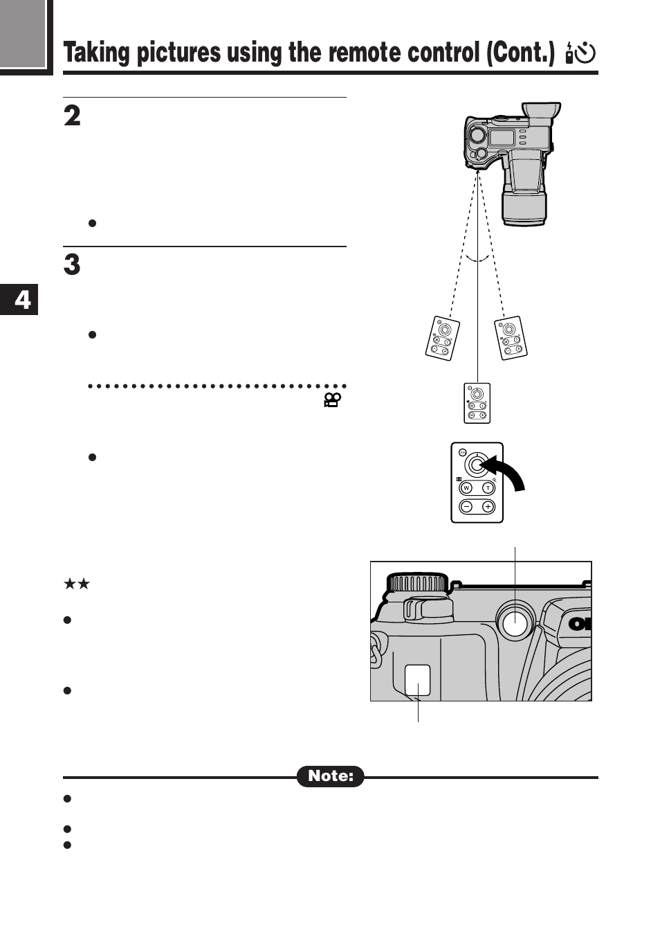 Taking pictures using the remote control (cont.) | Olympus E-100 RS User Manual | Page 98 / 220
