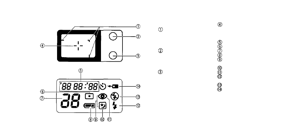 Viewfinder display/lcd panel | Olympus Stylus Zoom 115 User Manual | Page 8 / 70
