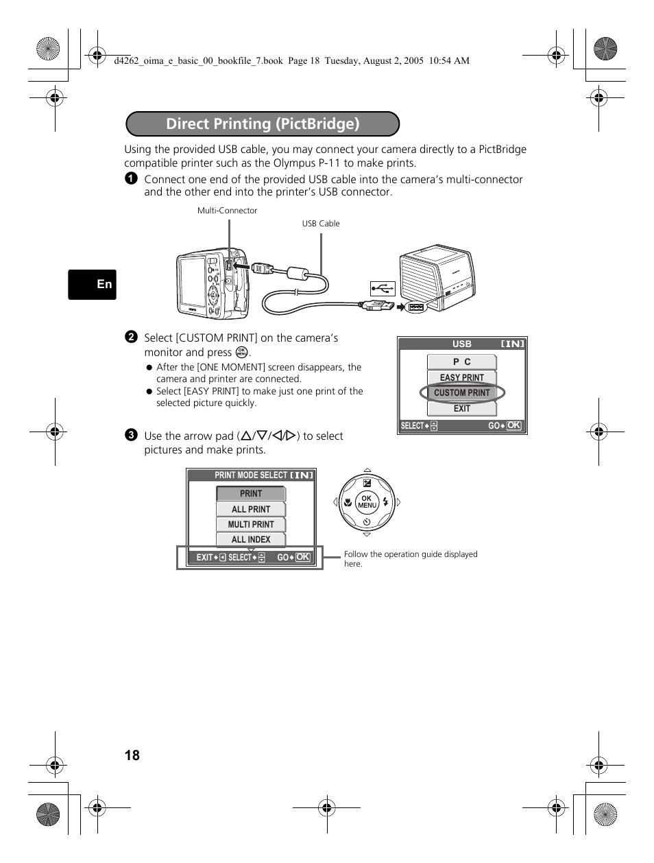 Direct printing (pictbridge) | Olympus Stylus 600 Digital User Manual | Page 18 / 84
