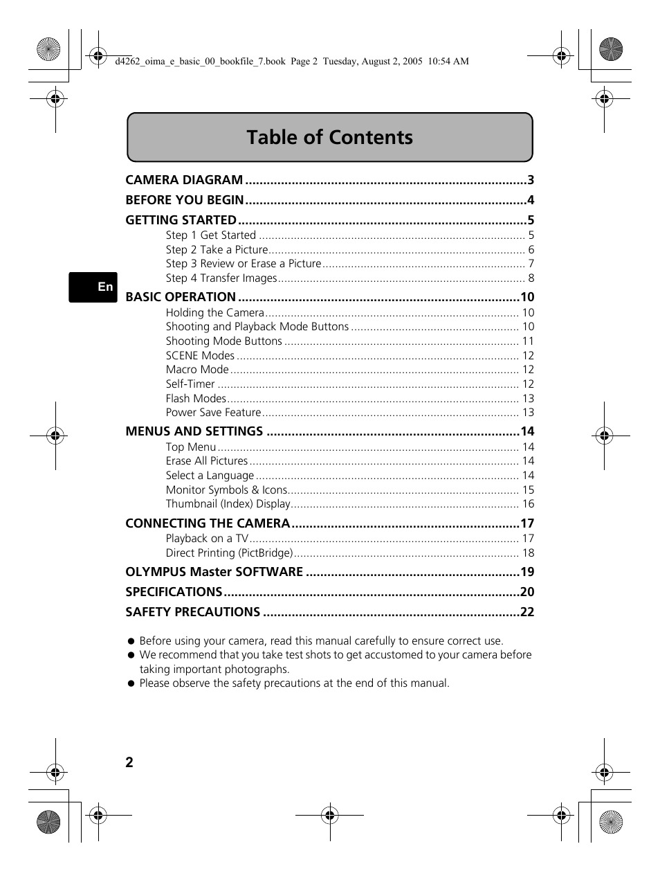 Olympus Stylus 600 Digital User Manual | Page 2 / 84