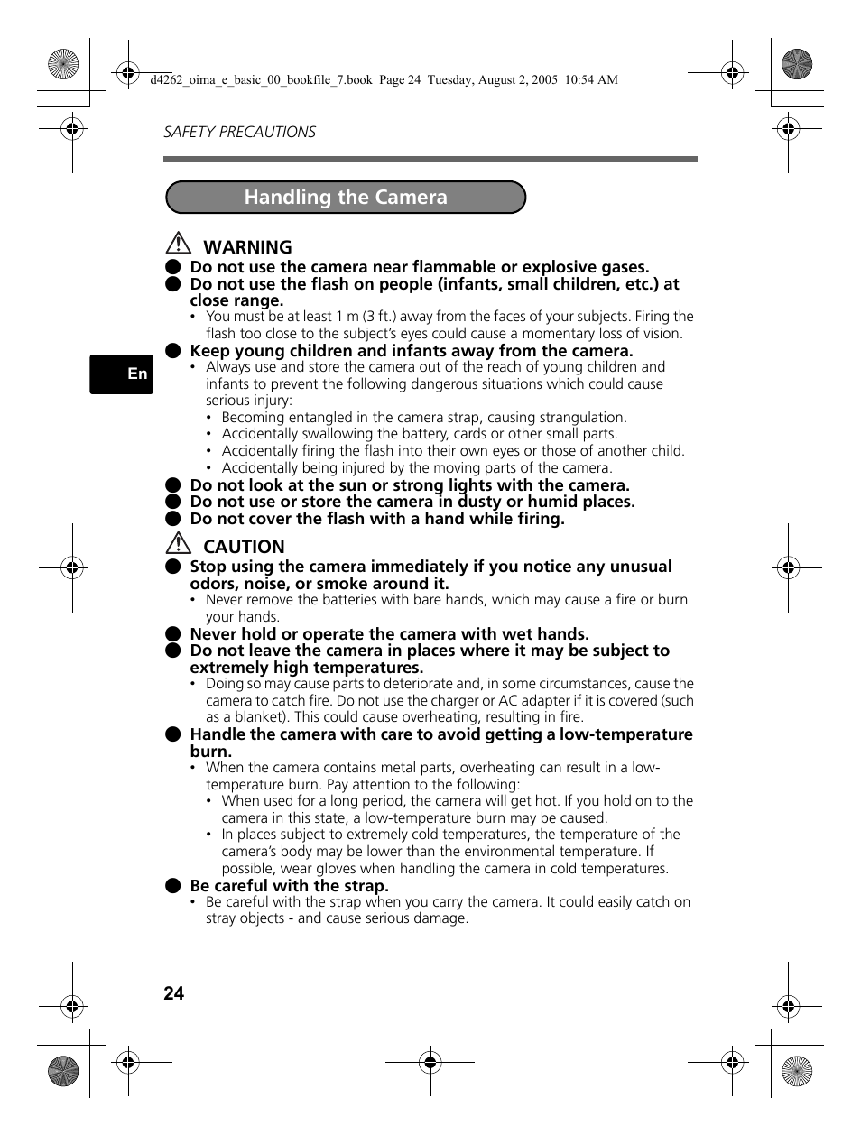 Handling the camera | Olympus Stylus 600 Digital User Manual | Page 24 / 84