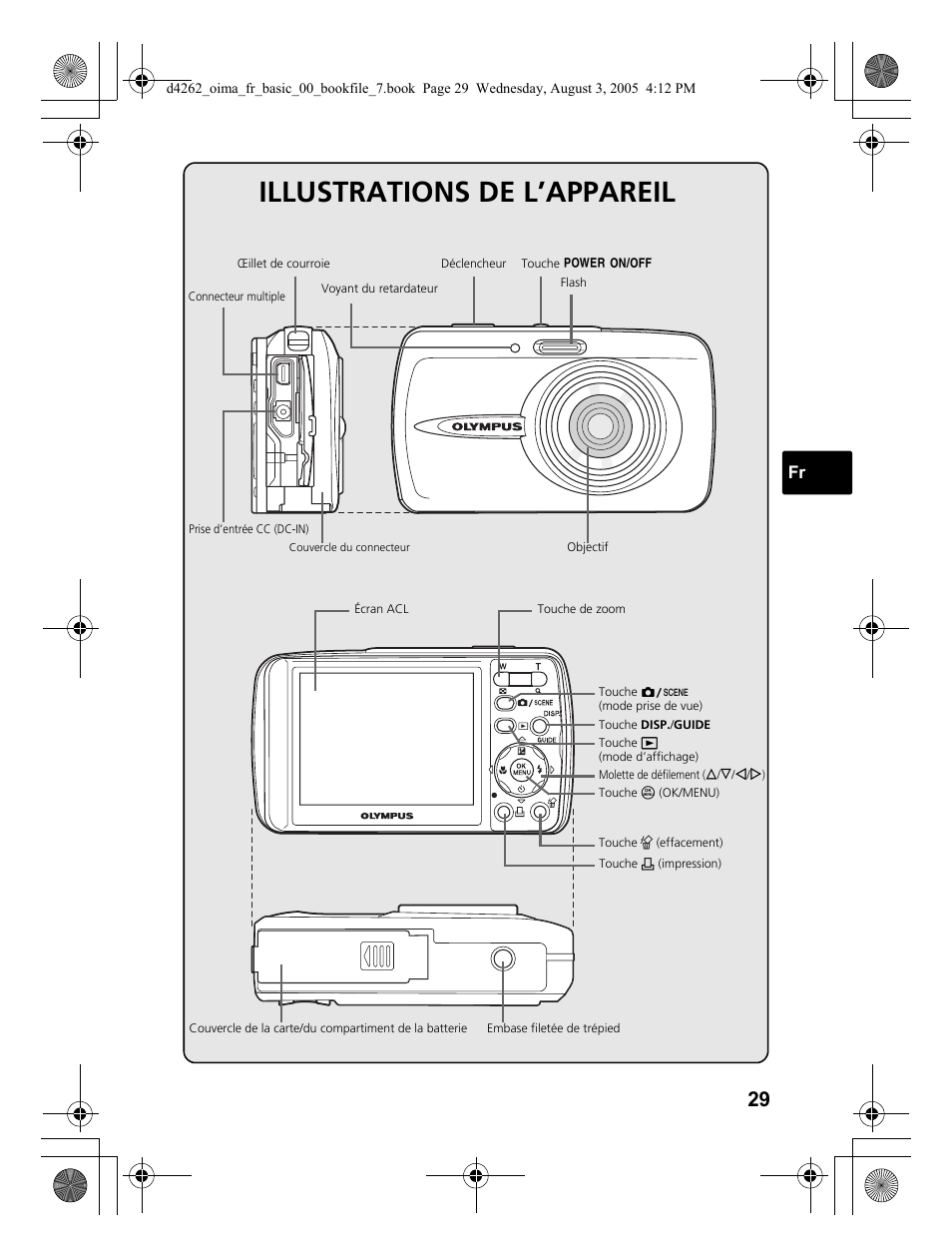Illustrations de l’appareil | Olympus Stylus 600 Digital User Manual | Page 29 / 84