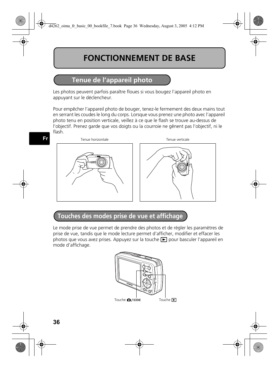 Fonctionnement de base | Olympus Stylus 600 Digital User Manual | Page 36 / 84