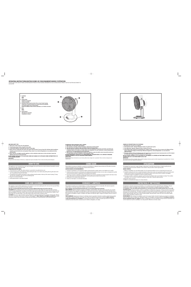 Applica Stand Fan User Manual | 2 pages