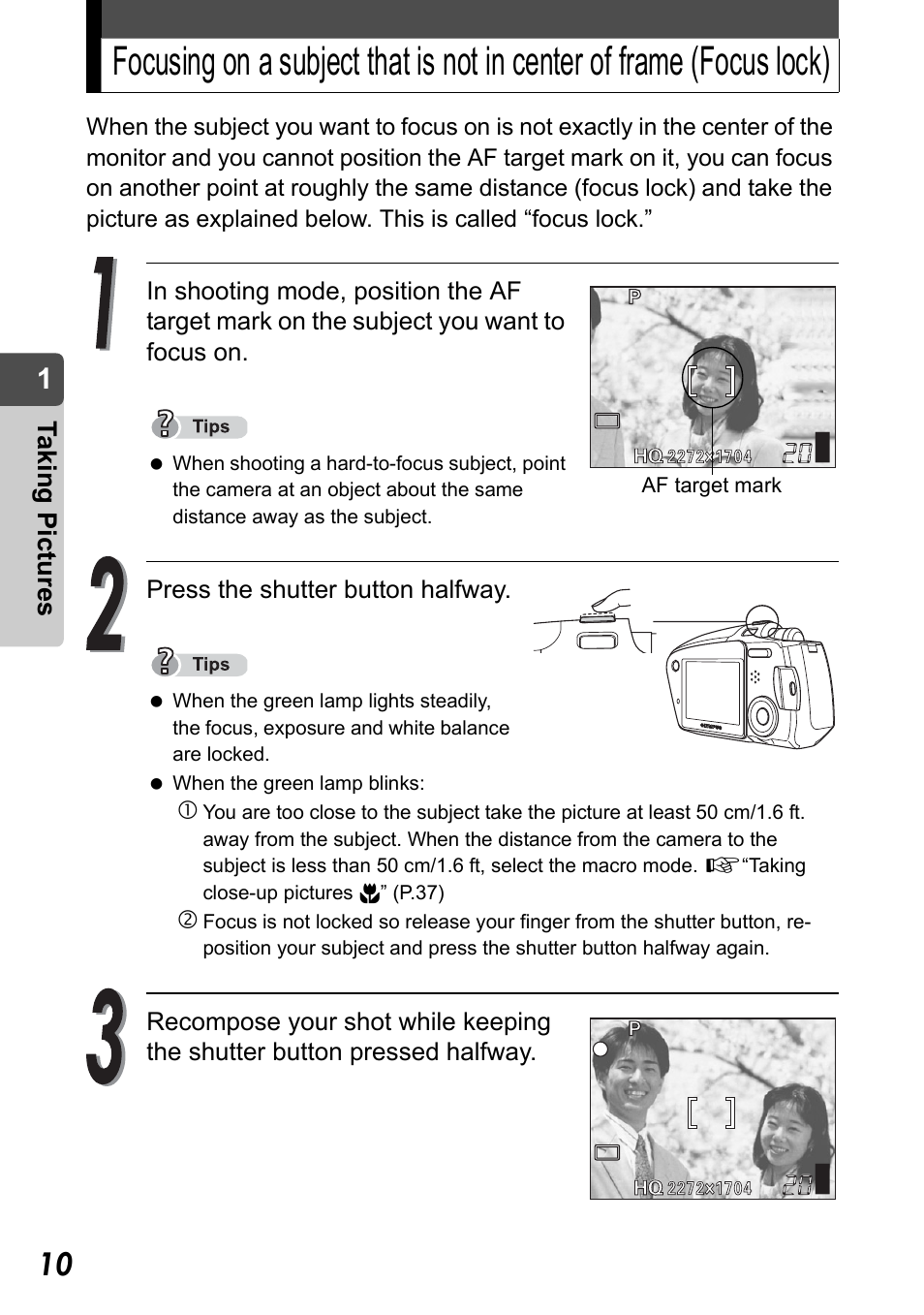 Taking pict ure s | Olympus Stylus Verve User Manual | Page 10 / 192
