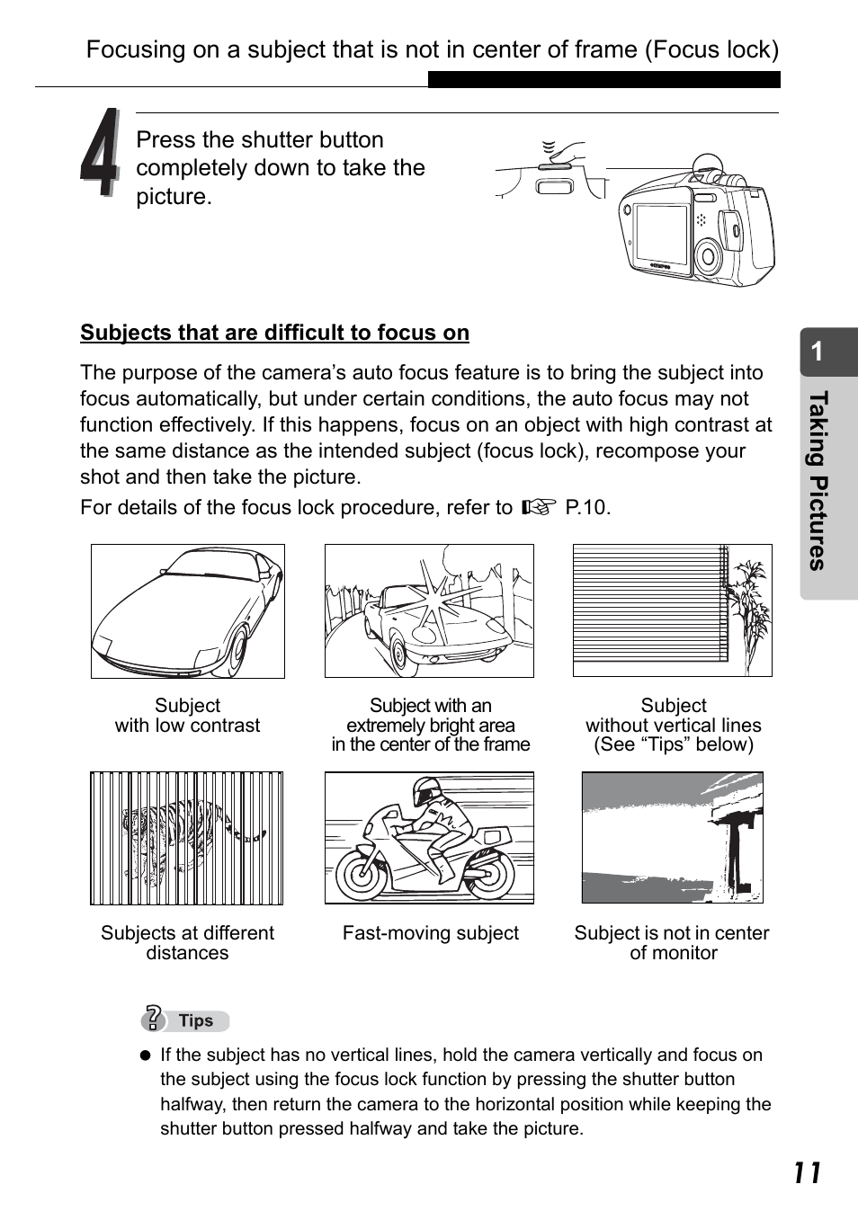 Taking pict ure s | Olympus Stylus Verve User Manual | Page 11 / 192