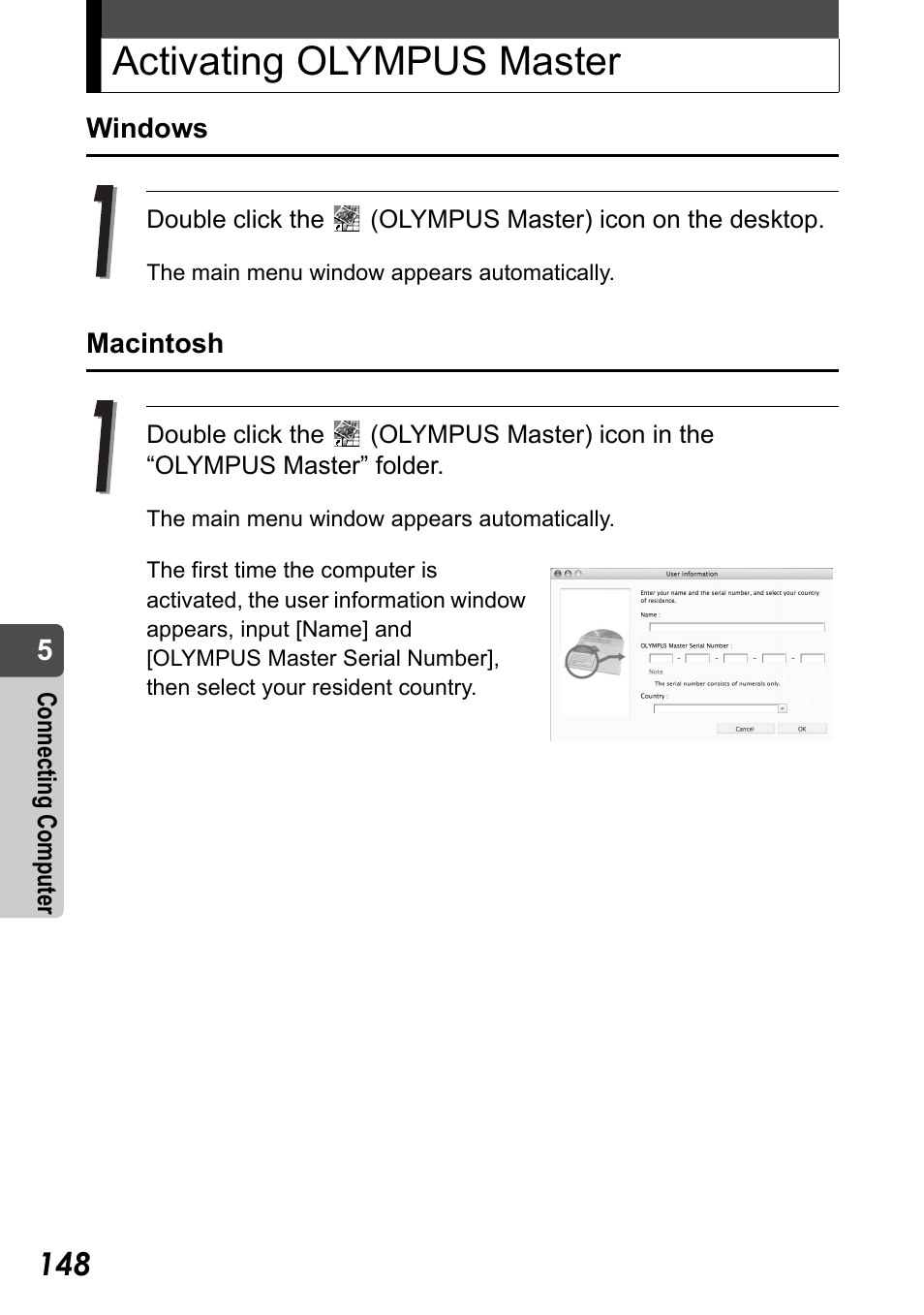 Activating olympus master, P.148 | Olympus Stylus Verve User Manual | Page 148 / 192
