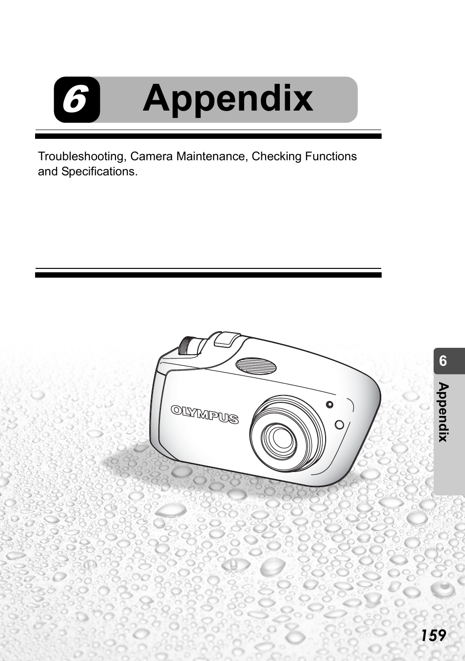 6 appendix, Appendix | Olympus Stylus Verve User Manual | Page 159 / 192