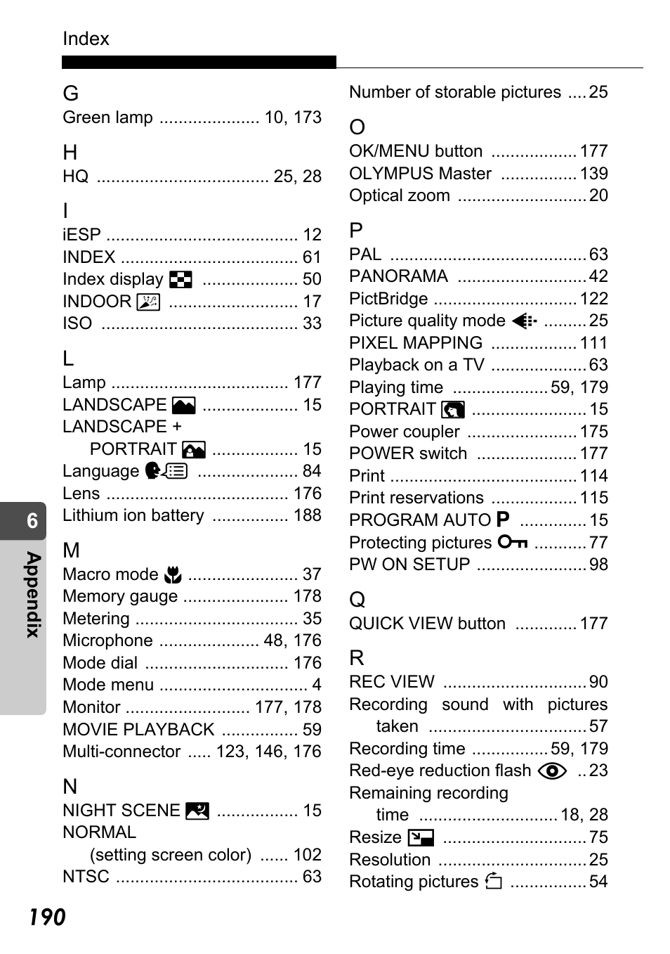 Olympus Stylus Verve User Manual | Page 190 / 192