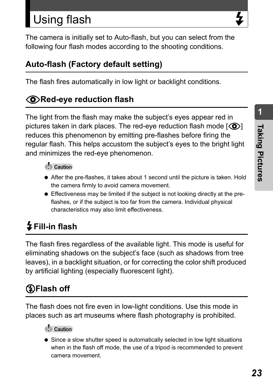 Using flash | Olympus Stylus Verve User Manual | Page 23 / 192