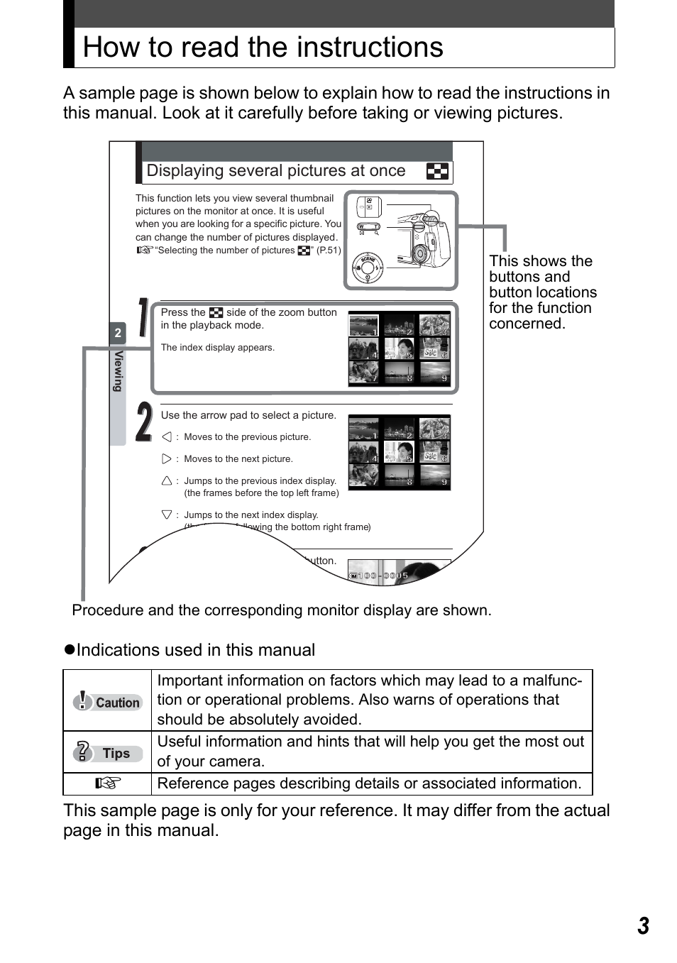 How to read the instructions, Displaying several pictures at once | Olympus Stylus Verve User Manual | Page 3 / 192