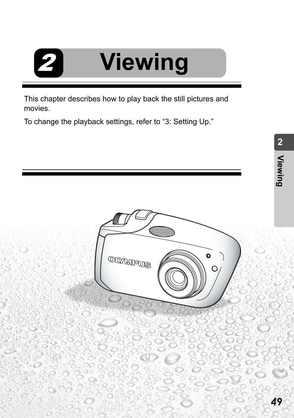 2 viewing, Viewing | Olympus Stylus Verve User Manual | Page 49 / 192