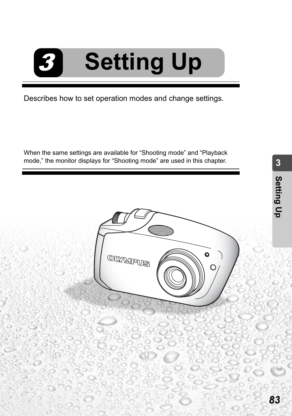 3 setting up, Setting up | Olympus Stylus Verve User Manual | Page 83 / 192