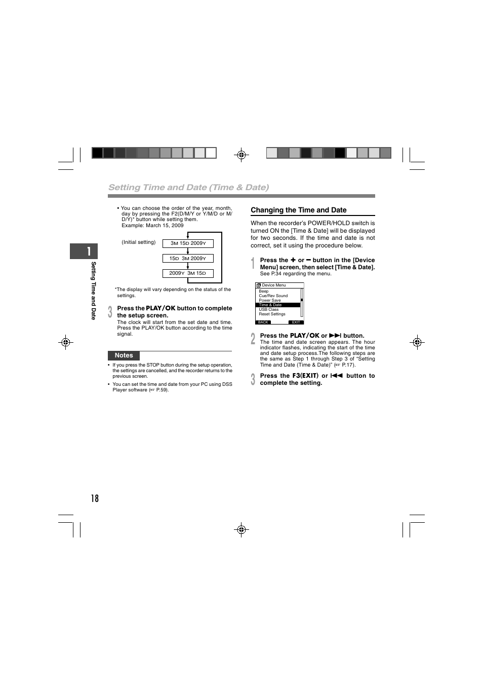 Setting time and date (time & date) | Olympus DS-3400 User Manual | Page 18 / 76