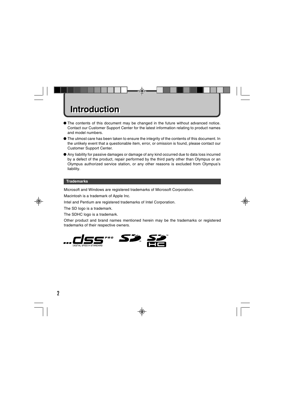 Introduction | Olympus DS-3400 User Manual | Page 2 / 76
