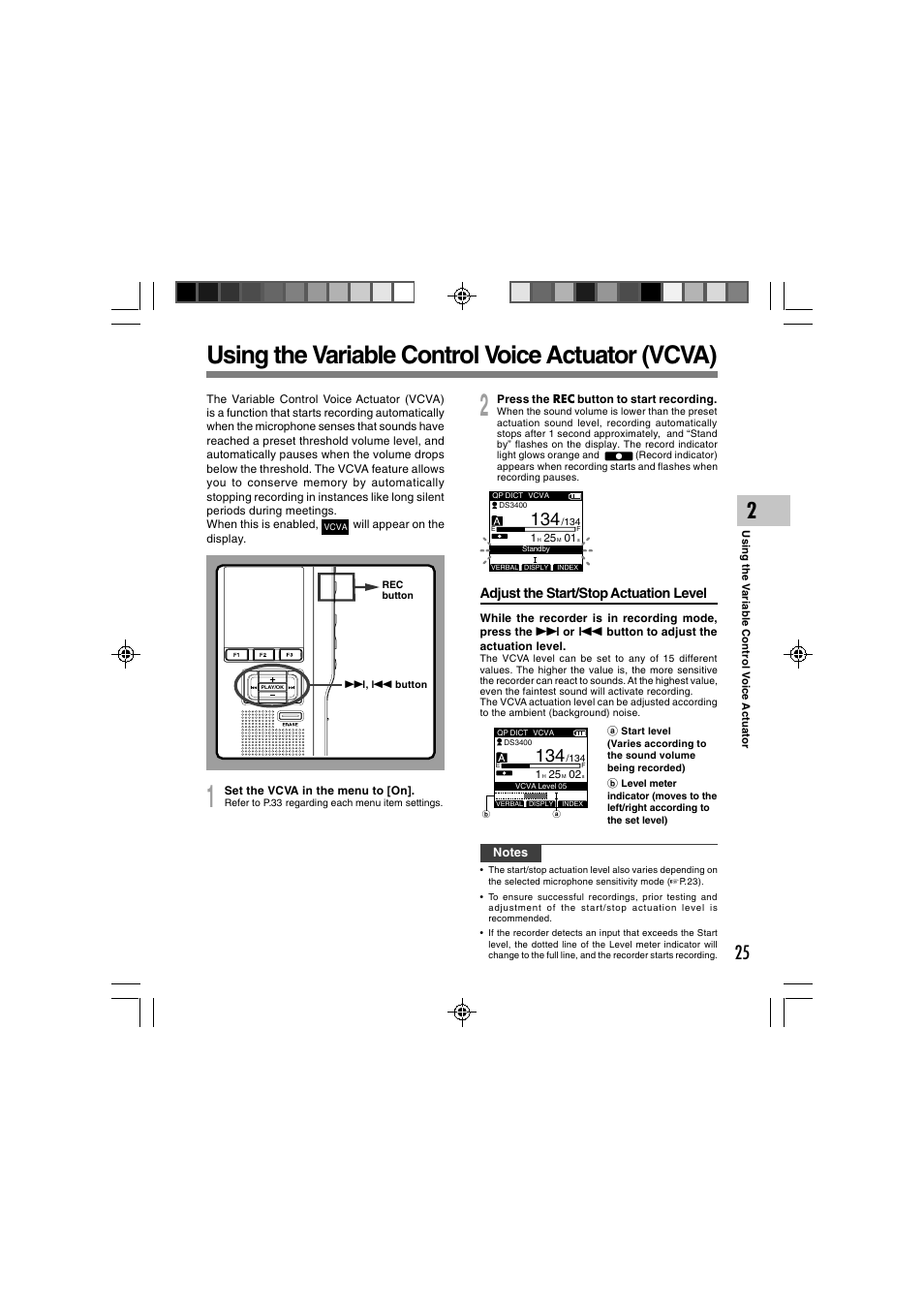 Using the variable control voice actuator (vcva) | Olympus DS-3400 User Manual | Page 25 / 76