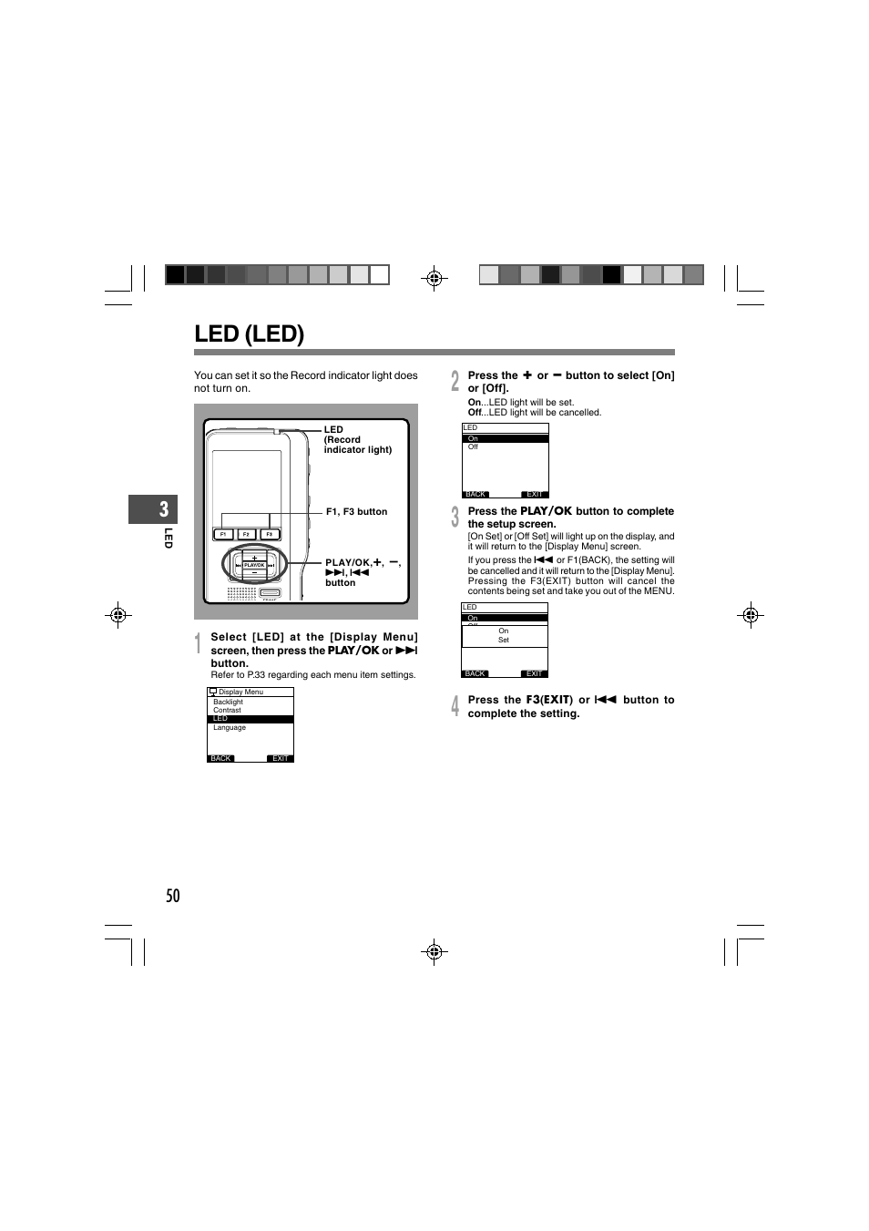 Led (led) | Olympus DS-3400 User Manual | Page 50 / 76
