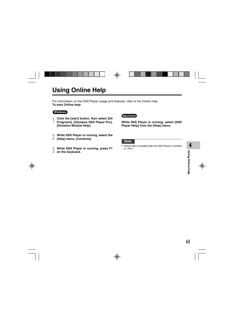 Using online help | Olympus DS-3400 User Manual | Page 63 / 76