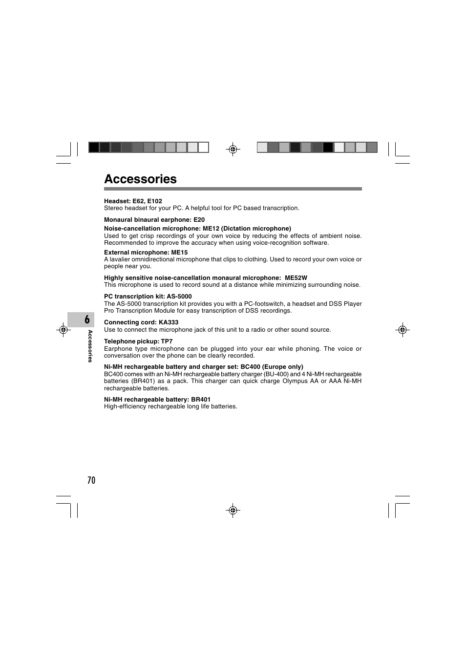 Accessories | Olympus DS-3400 User Manual | Page 70 / 76