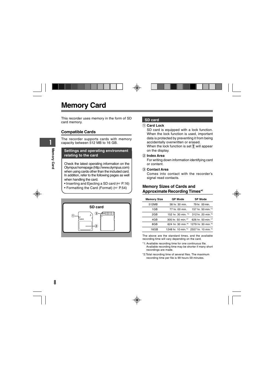 Compatible cards | Olympus DS-3400 User Manual | Page 8 / 76
