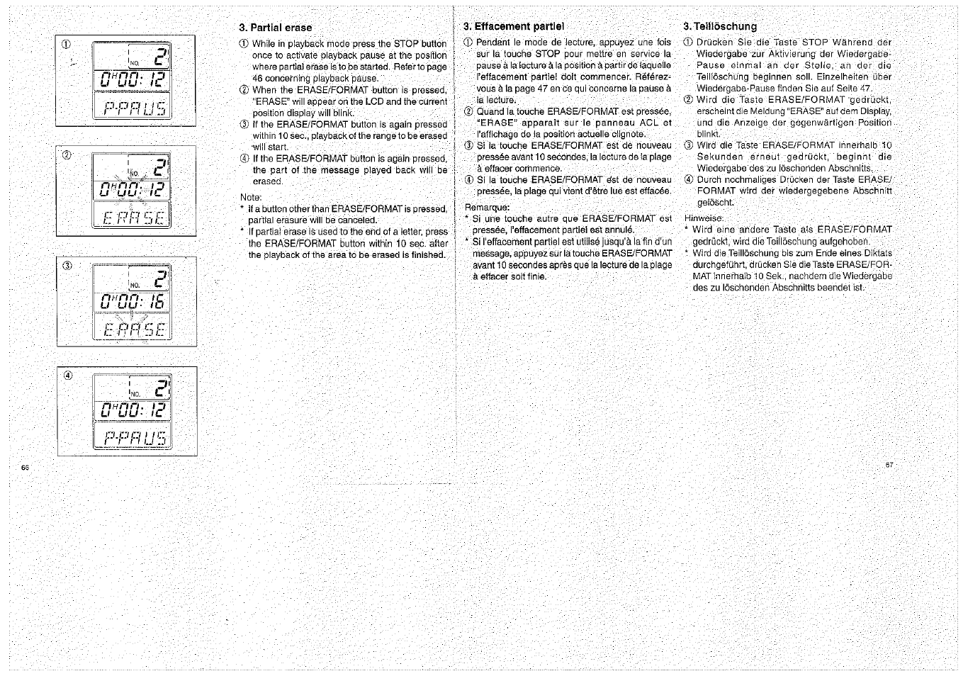 Effacement partiel | Olympus D-1000 Digital Voice Recorder User Manual | Page 34 / 44
