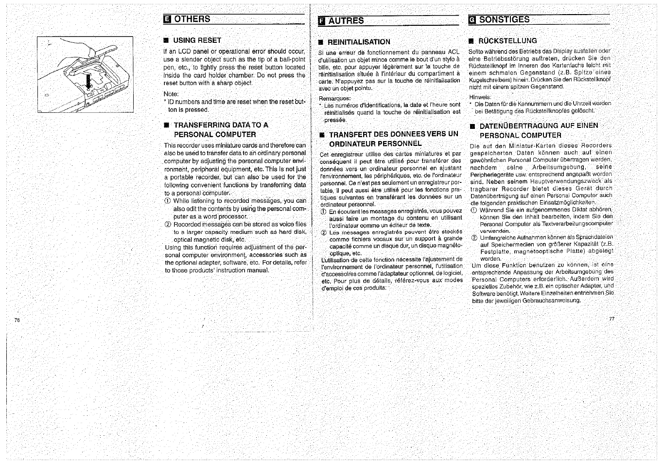 Others, Autres, B sonstiges | Olympus D-1000 Digital Voice Recorder User Manual | Page 39 / 44
