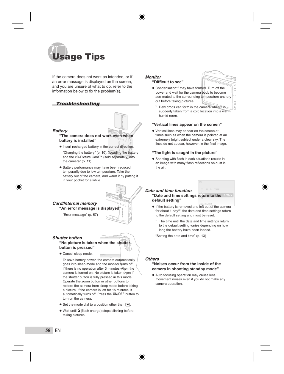 Usage tips, Troubleshooting, 56 en | Olympus STYLUS TOUGH-6000 User Manual | Page 56 / 86