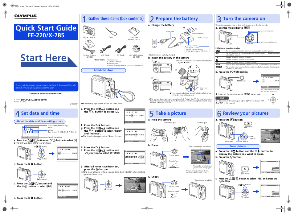 Olympus FE-220 User Manual | 2 pages