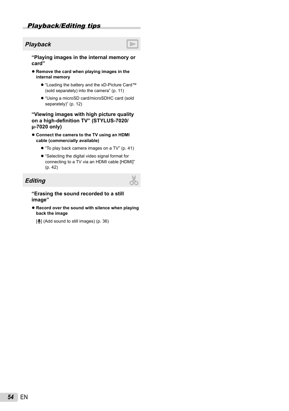 54 en playback/editing tips | Olympus STYLUS 7010 User Manual | Page 54 / 72