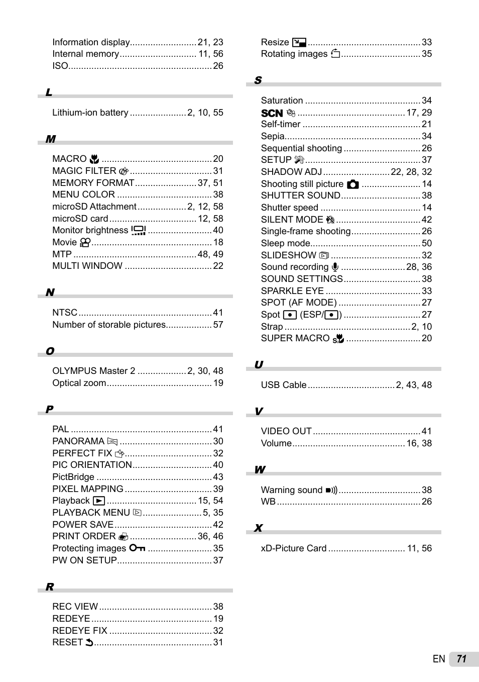 Olympus STYLUS 7010 User Manual | Page 71 / 72