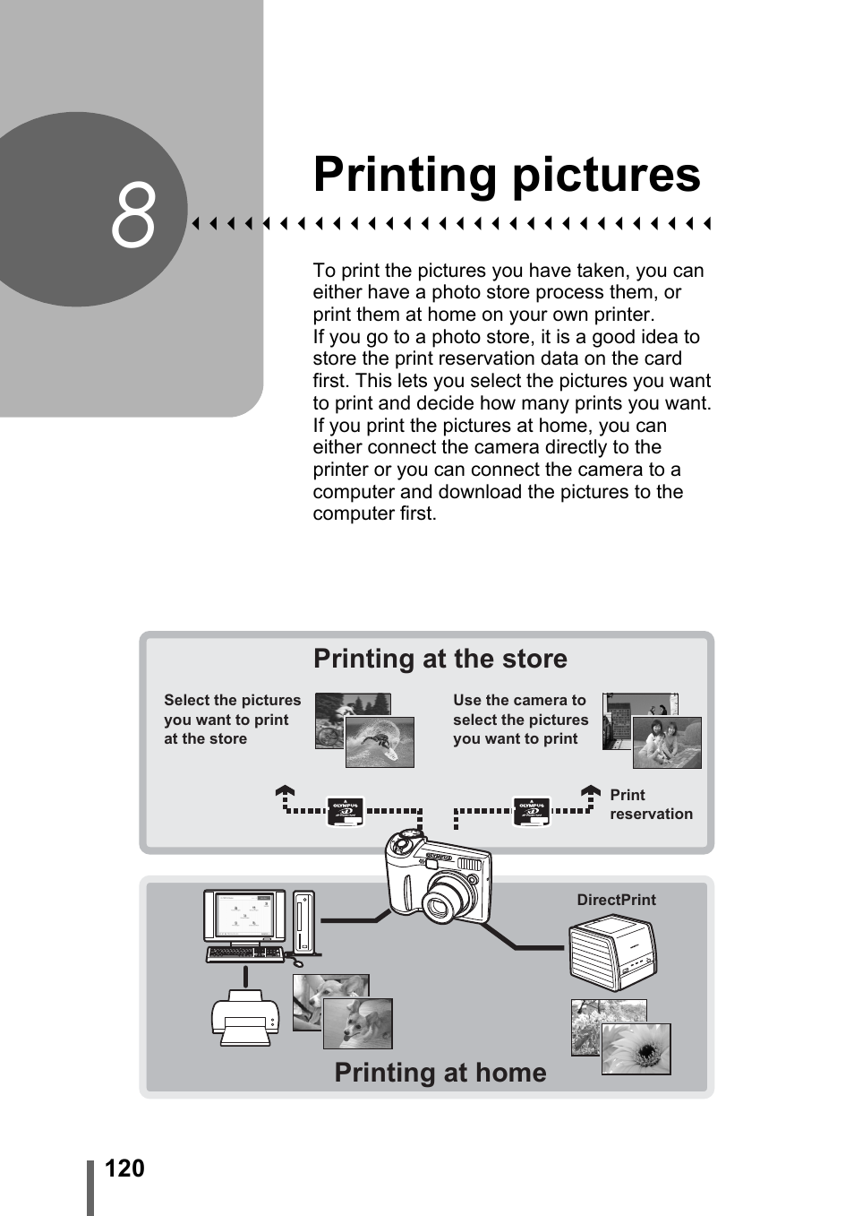 8 printing pictures, Printing pictures, P. 120 | Olympus SP-320 User Manual | Page 120 / 191