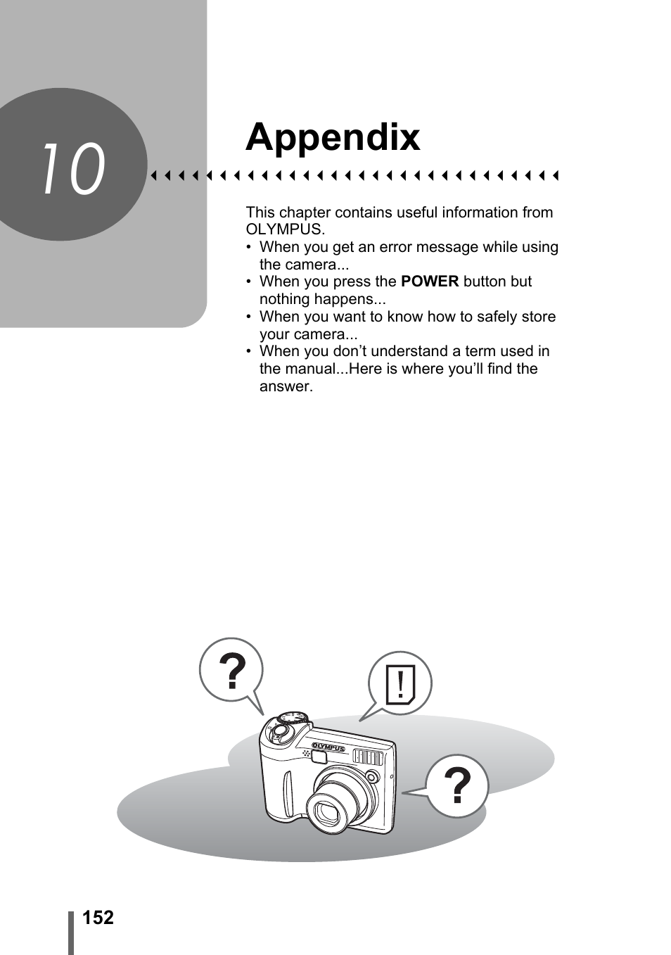 10 appendix, Appendix, P. 152 | Olympus SP-320 User Manual | Page 152 / 191