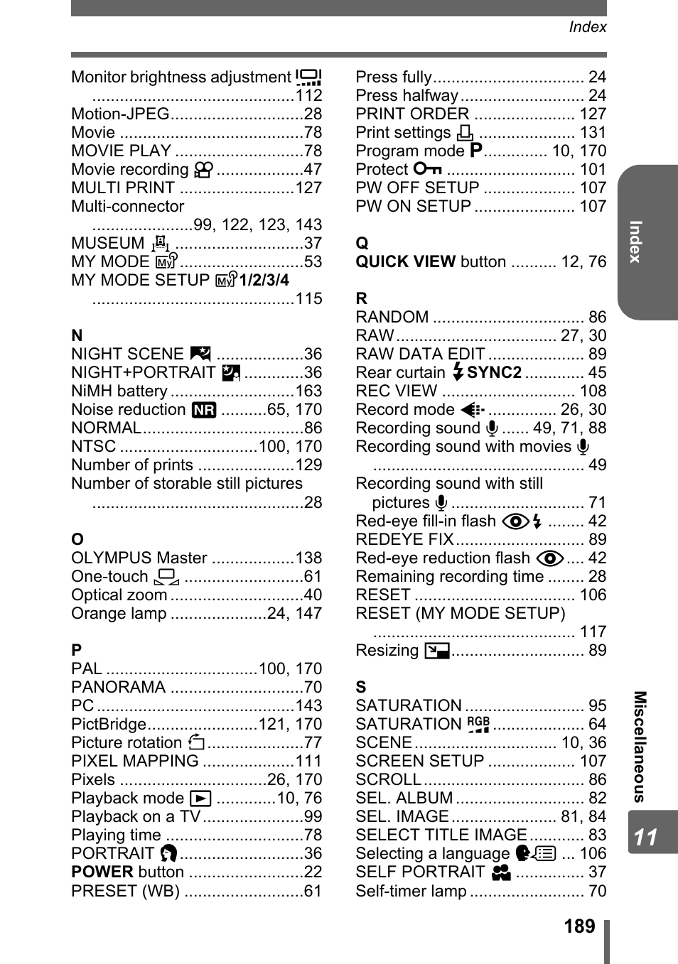 Olympus SP-320 User Manual | Page 189 / 191